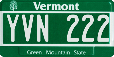 VT license plate YVN222