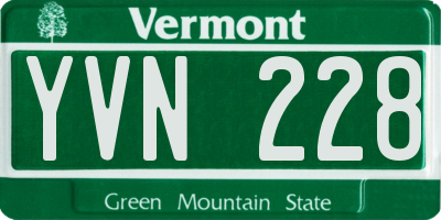 VT license plate YVN228