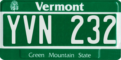 VT license plate YVN232