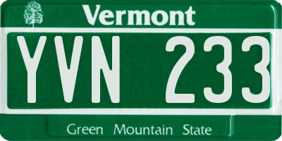 VT license plate YVN233