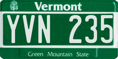 VT license plate YVN235