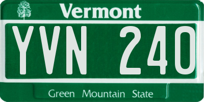 VT license plate YVN240