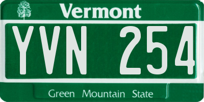 VT license plate YVN254