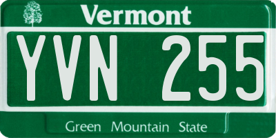 VT license plate YVN255