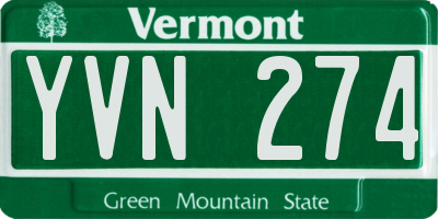 VT license plate YVN274