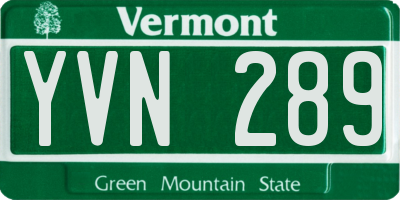 VT license plate YVN289