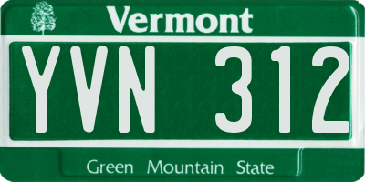 VT license plate YVN312