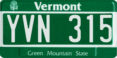 VT license plate YVN315