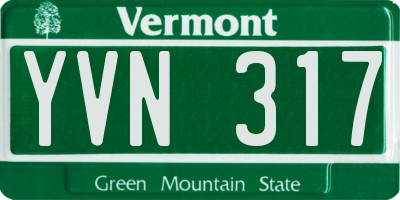 VT license plate YVN317