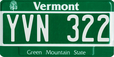 VT license plate YVN322