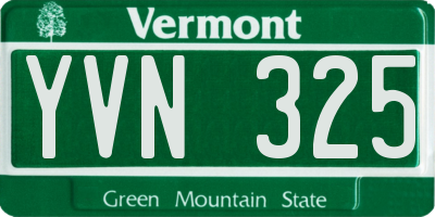 VT license plate YVN325