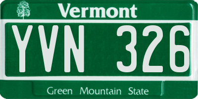 VT license plate YVN326