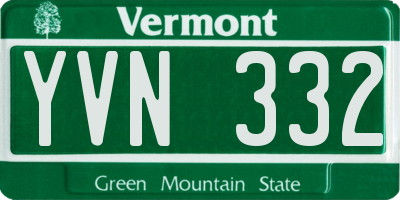VT license plate YVN332