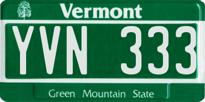 VT license plate YVN333