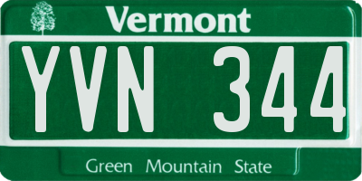 VT license plate YVN344