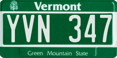 VT license plate YVN347