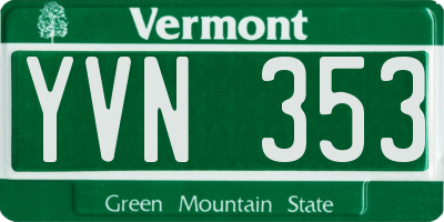 VT license plate YVN353