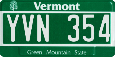 VT license plate YVN354
