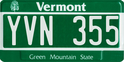VT license plate YVN355
