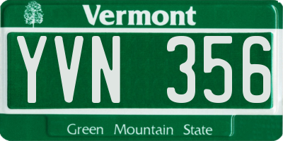 VT license plate YVN356