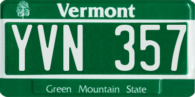 VT license plate YVN357