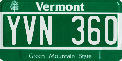 VT license plate YVN360