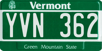 VT license plate YVN362