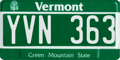 VT license plate YVN363