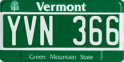 VT license plate YVN366
