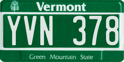 VT license plate YVN378