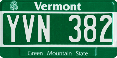 VT license plate YVN382