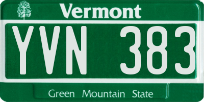 VT license plate YVN383