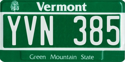 VT license plate YVN385