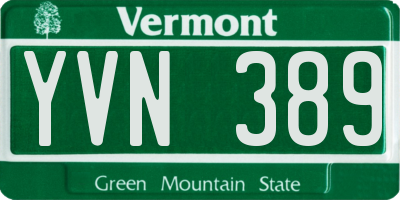 VT license plate YVN389
