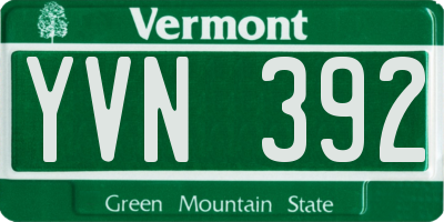 VT license plate YVN392