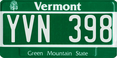 VT license plate YVN398
