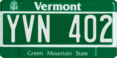VT license plate YVN402