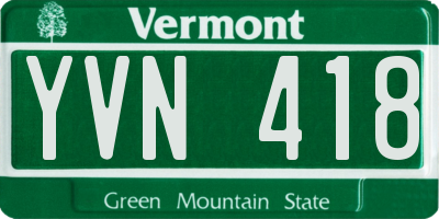 VT license plate YVN418