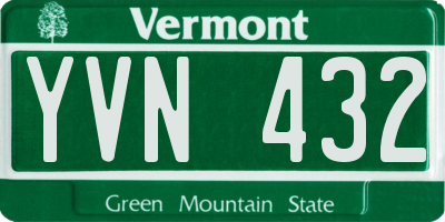 VT license plate YVN432