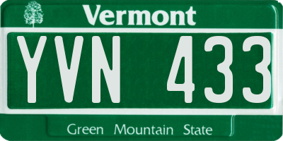 VT license plate YVN433