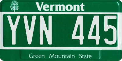 VT license plate YVN445