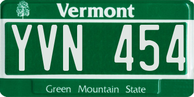 VT license plate YVN454