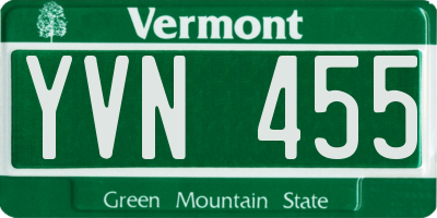 VT license plate YVN455