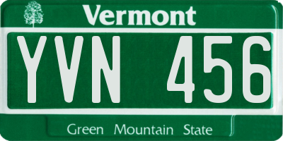VT license plate YVN456