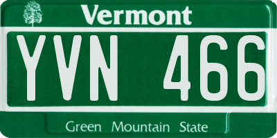 VT license plate YVN466
