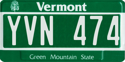 VT license plate YVN474
