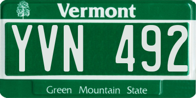 VT license plate YVN492