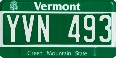 VT license plate YVN493