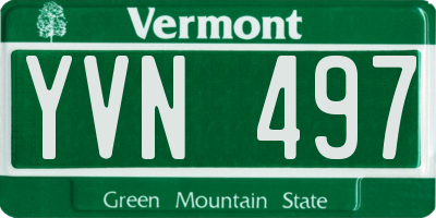 VT license plate YVN497