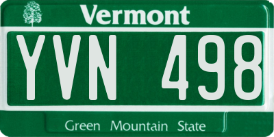 VT license plate YVN498